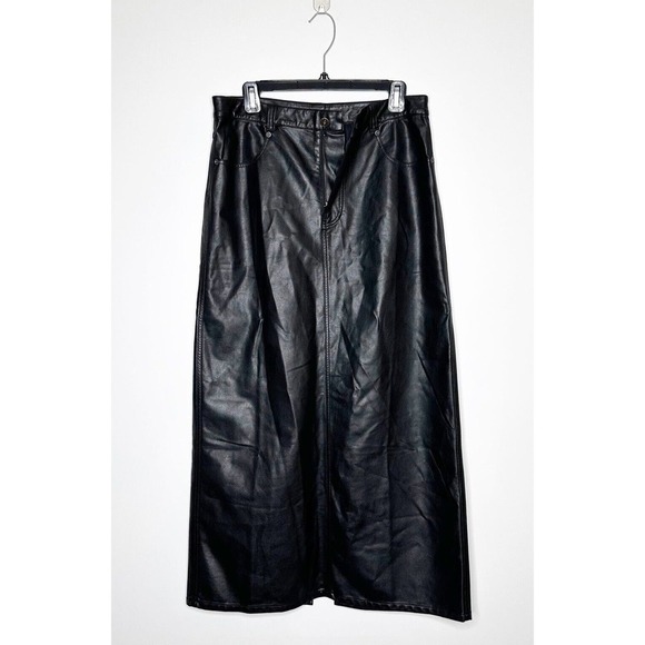 NWT Free People Faux Leather City Slicker Vegan Maxi Skirt Womens Black Size 8 - Picture 4 of 8